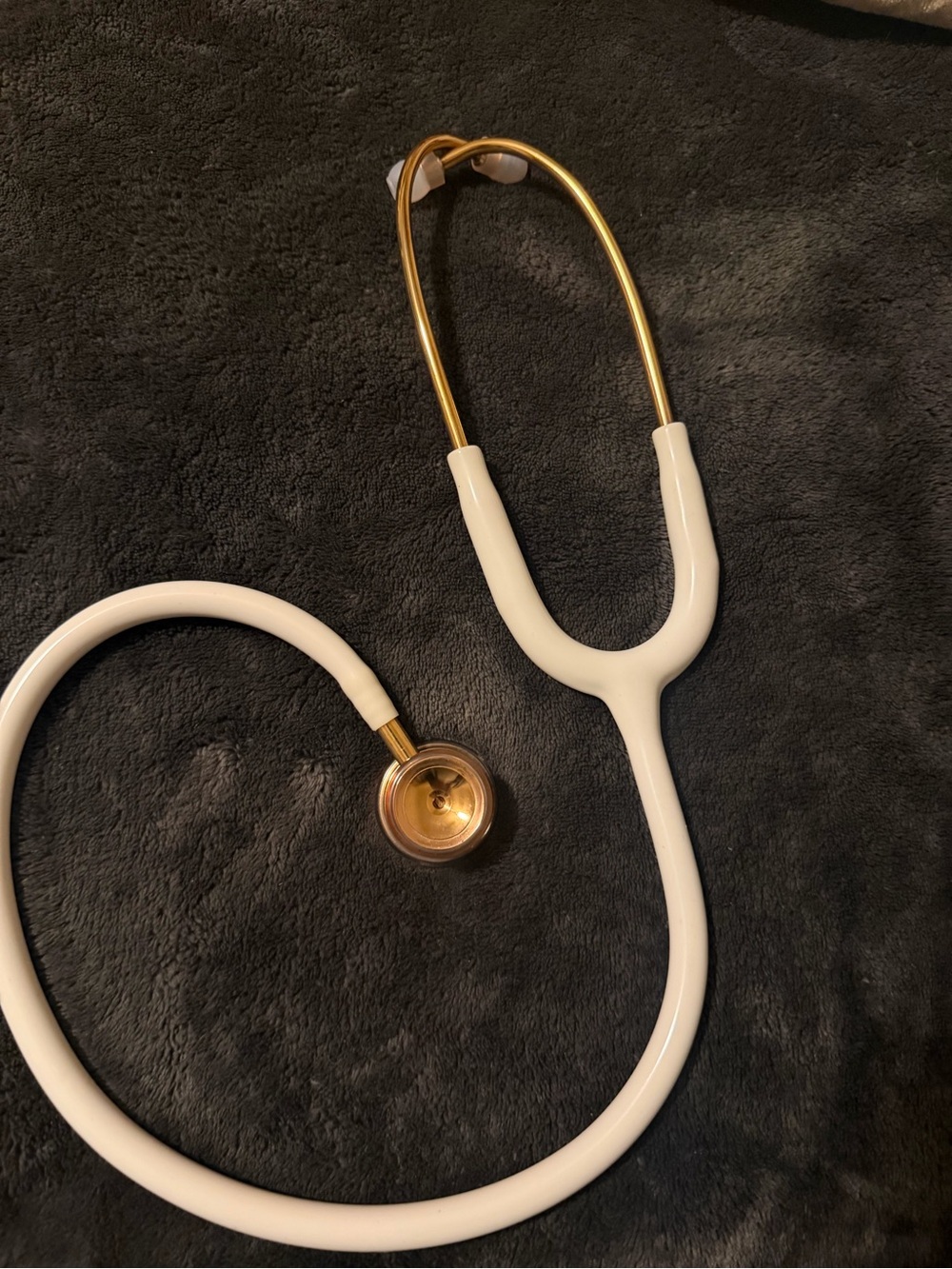White and Gold Diagnostic Stethoscope - Elegant Clinical Design
